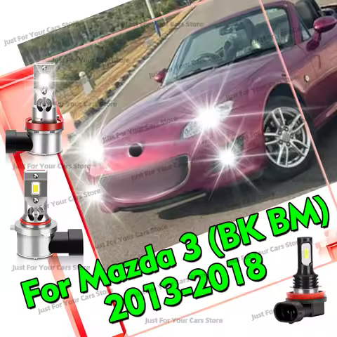 2/6Pcs LED Headlights 12V Fog Lamp Bulbs For Mazda 3 (BK BM) 2013 2014 2015 2016 2017 2018 Car High 