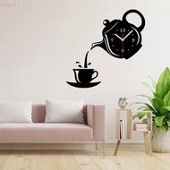 QQMALL Teapot Wall Clock Sticker, 3D Silent Acrylic Mirror Wall Clock, Creative Easy to Read DIY Teapot Design 3D Decorative Clock Office