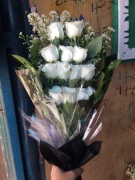 buket bunga mawar putih / bunga mawar putih asli