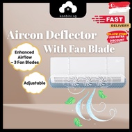 [SG] Retractable Air Conditioner Deflector with Mini Fans Wind Shield Aircon Wind Deflector AC Vent 