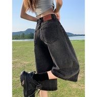 牛仔裤 pants women Seluar jeans berkaki lebar tinggi, gaya baru musim panas wanita, mm gemuk, saiz besa