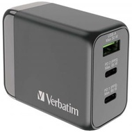 Verbatim - 3 端口 65W PD 3.0 和 QC 3.0 GaN旅行充電器 (黑色)