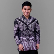 Sharma Kemeja Batik Pria Lengan Panjang Kupu Formal Slim Fit Casual Baju Batik Kantor Cowok Laskala