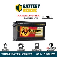 [Installation Provided] DIN80 | DIN80L | LN4 | Banner AGM Advanced Start Stop Car Battery Bateri Kereta | BMW Mercedes