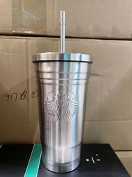 แก้ว（Starbucks）แก้วน้ำเก็บความเย็นถ้วยฟางหุ้มสแตนเลสถ้วยสแตนเลส304รักษาอุณหภูมิ24ชั่วโมง