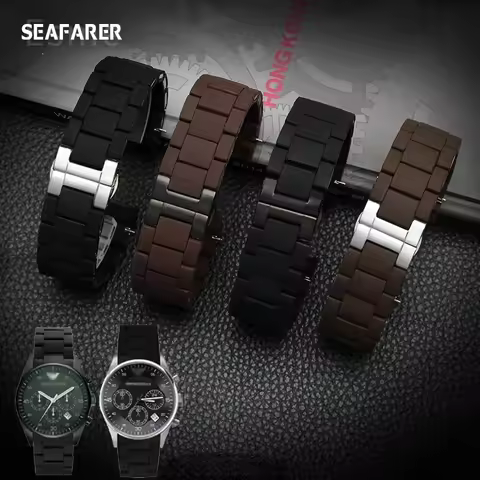 For Armani Plastic Coated Steel Watch Strap Ar5890 5891 5906 5905 Men's Women's Watch Band Accessori