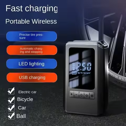 Car Air Pump Portable Tire PumpCar Wireless Pneumatic Air Pump Tire Air Pump Rechargeable With LED E