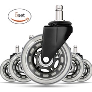 Set of 5 Office Chair Caster Wheels Replacement Rubber Chair Wheels Casters Rollerblade Style Caster