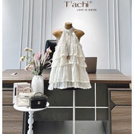 Set of chiffon blouse with ruffled collar and short a-line skirt HT633, with real product pictures