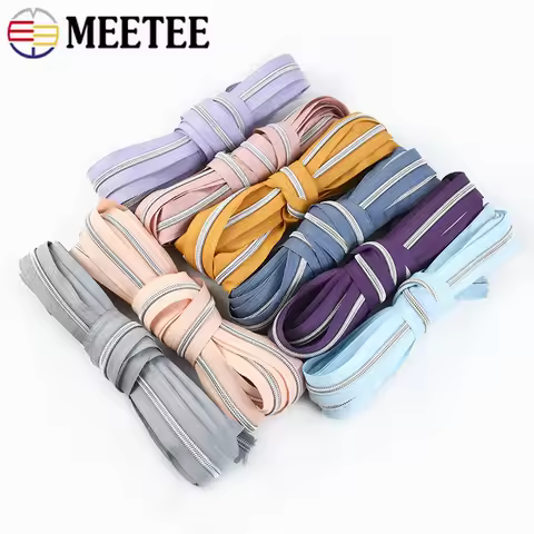 Silver 5# Nylon Zipper Tapes 1-5M Plastic Zippers By Meters Continuous Zip Roll Garment Repair Closu