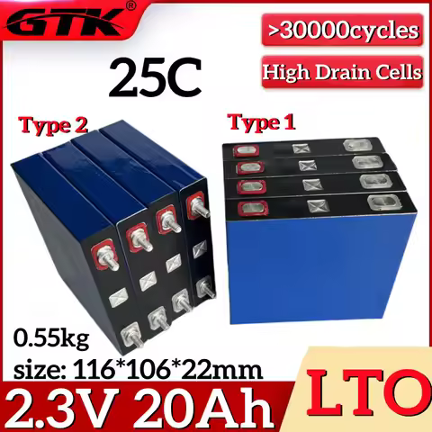 GTK 30000 Cycles 2.3V 20Ah Lithium Titanate Cell 25C Discharge for DIY 12V 24V 48V 100Ah 200Ah LTO B