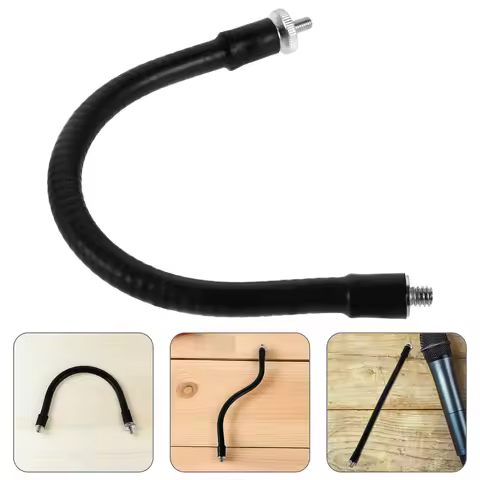 25Cm Metal Microphone Stand Extension Rod Flexible Gooseneck Desk Mount M5 To 1/4 Inch Thread Holder