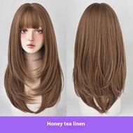 TSE 7jhh Wig For Women Long Straight Hair Inner Buckle Air Bangs Elegant Face-Shaping Full Head Wigs