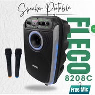 Fleco F-8208C 2000 Watt Bluetooth Karaoke Speaker Dual Microphone Karaoke Wireless Super Bass