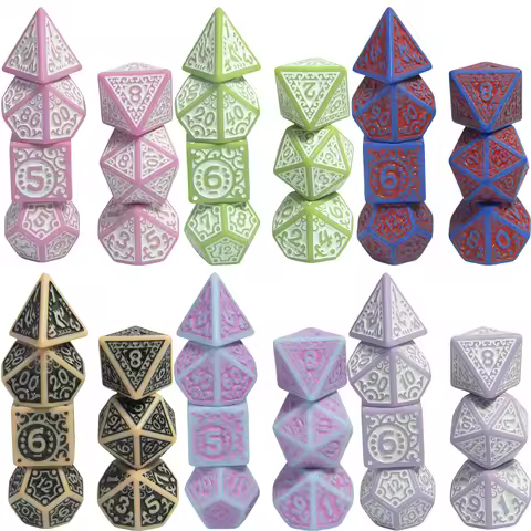 7pcs DND Dice Set Acrylic Polyhedral Dice for Board Game DND RPG Tabletop Game