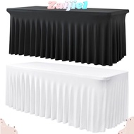 ZAIJIEEE Stretch Tablecloth, Elastic Spandex Table Skirt,  4/6FT Universal Washable Bed Cover for Re