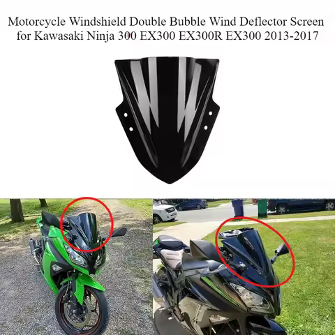 Motorcycle Windshield Double Bubble Wind Deflector Screen for Kawasaki Ninja 300 EX300 EX300R EX300 