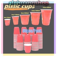 50Pcs Plastic Cup Red Cups Shot Glass Party Festival Or Games Disposable Tableware Supplies