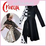 101 Dalmatians Black And White Witch Cruella De Dress Cosplay Vil