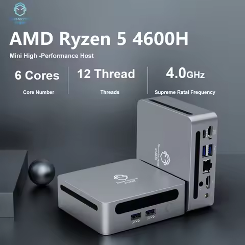 GenMachine New AMD Ryzen 5 4600H Windows 10/11 MINI PC DDR4 95W WIFI6 RTL8852, BT5.2 Desktop Gaming 