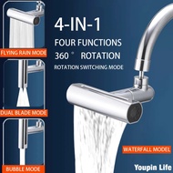 720° Rotation 4 in 1 Waterfall Kitchen Faucet 4-Function Kitchen Sink Spray Nozzle High Pressure Kitchen Tap for Kitchen Sink