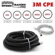 3M 10FT CPE Fuel Line Hose AN4 AN6 AN8 AN10 AN12 Braided Nylon Stainless Steel Oil Transmission Oil 