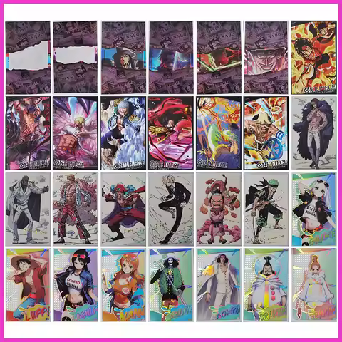 Anime ONE PIECE Rare Coloring Paper Collectible Card Ace Shanks Zoro Kid Luffy Katakuri Doflamingo T