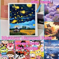 30x40cm Diamond Painting with Frame Full Drill Round Diamond Paint Handmade Picture Art Craft Diy