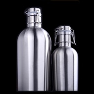 [JISADER] Premium Stainless Steel Beer Growler Secure Swing Hip Flask Beer Bottle Capacity 1L/2L