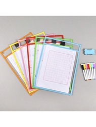 1/2/4/6/8/10 Pcs Reusable Dry Erase Document Sleeves, Extra Large Writeable & Wipe-Clean File Folder