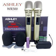 Mic Wireless ASHLEY WR-300 ORIGINAL Dua Mik Genggam Mic Duet Mikrophone Tanpa Kabel Mik Vokal Panggu