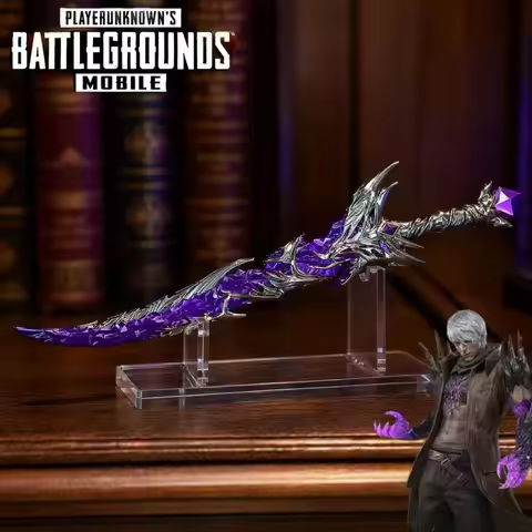 8.66inch 22cm PUBG Mobile Game Purple Crystal Blade Silver Thorn Frame Unsharpened Mini Dagger Game 