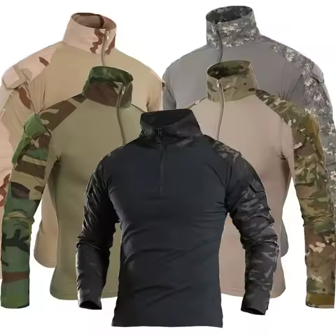 Combat Uniform Shirt Camouflage US Asian Size S-4XL Cargo Sport Tops Airsoft Paintball Tactical Men 