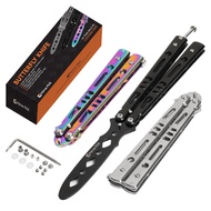 PRIME PICK Butterfly Knife, Balisong Trainer Unsharpened Blade, 3 Practice Knives Set with Pouches F