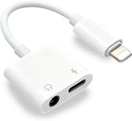 SRLWMYI Headphone Aux Adapter for iPhone, 2 in 1 Lightning to Jack 3.5mm Headphone Adapter Compatibl