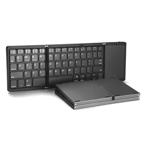 Wireless Folding Keyboard Bluetooth-Compatible Keyboard 64 Keys Touchpad Keypad Type-C for Laptop Wi