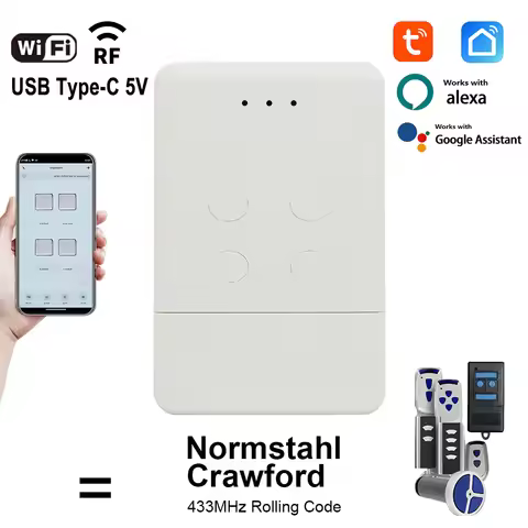 Tuya Smart Remote Control For Normstahl / Crawford Standard Steel EA433 2KS 4KS RCU N002800 Garage D