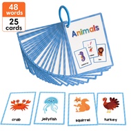 25PCS แฟลชการ์ด Flashcard Animals บัตรคำภาษาอังกฤษ เกมส์ทายภาพ สื่อการเรียนการสอน เสริมพัฒนาการเด็ก 