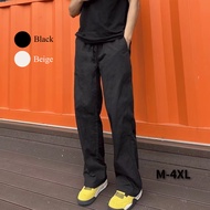 American Street Style Men's Beige/Black Cargo Pants - Straight Leg Urban Streetwear Jeans Fashion De