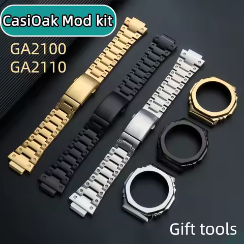GA2100 GA2110 Metal strap+case For CasiOak GA-2100 GA-2110 Mod kit stainless steel Watchband Bezel G