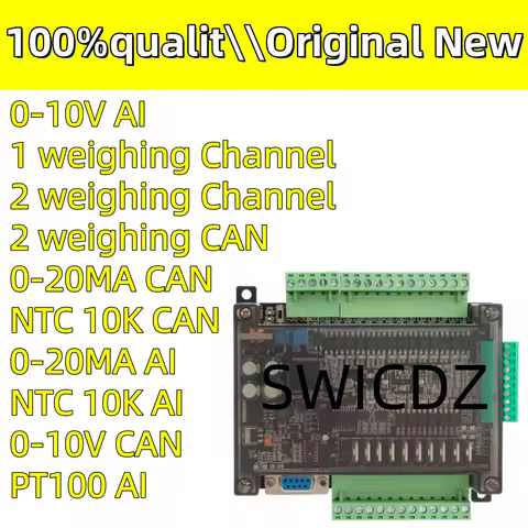 100% new original FX3U PLC CAN 14 20 32 48 64MR/MT/MRT NTC 0-10V 0-20MA 10AD 2DA RS232 2xRS485 32000
