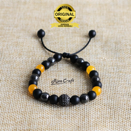 MECCA BRACELET Gelang Kesehatan Batu Kristal Akik Alam Black Onyx Giok Badar Besi ASLI Natural Pria 