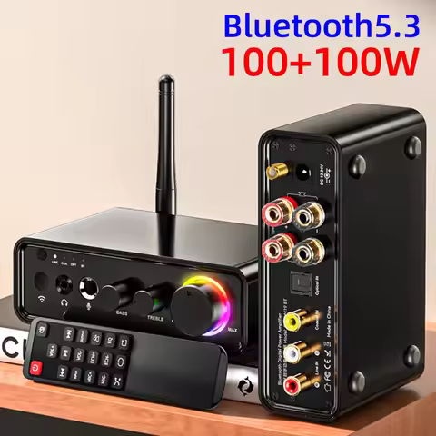 Bluetooth 5.3 Mini TPA3116D2 Class D Power Amplifier 2.0 Audio Amplifier 100Wx2 200W with Microphone