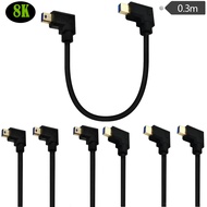 Dual 90 Degree Mini DP 1.4 Cable with Left/Right Angled Mini DisplayPort Plug, 0.3m, 8K@60Hz 4K@144H