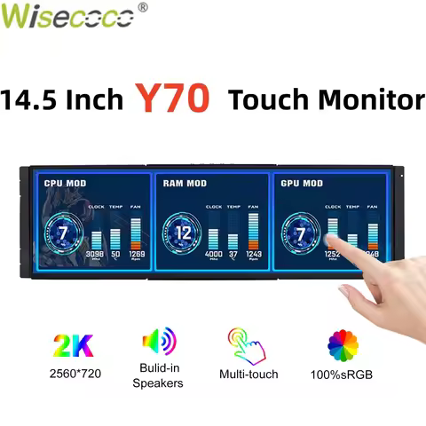 Wisecoco 12.6/14.5 Inch 2K IPS PC Laptop Gaming Touch Screen Monitor CPU GPU Temperature Monitoring 