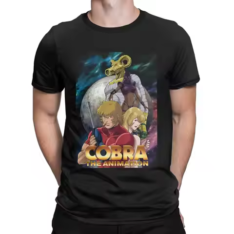 Space Adventure Cobra T Shirts for Men 100% Cotton Vintage T-Shirts Crew neck Tees Short Sleeve Clot