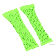 Phụ nữ Crystal Fishnet Găng tay găng tay Fishnet thập niên 80 với trang trí rhinestone cho chủ đề củ