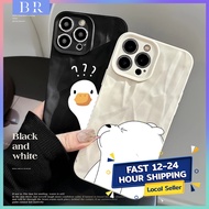 For Iphone 15 14 12 13 11 Pro Max 7 8 Plus X XS XR Cute duckling Wave Casing Black Frosting Silicone
