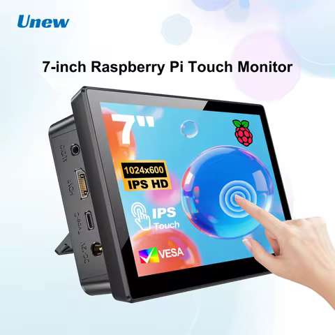Unew 7" Touchscreen Monitor | HDMI/Type-C Driver-Free, VESA 75*75mm, Works with Raspberry Pi 3/4, Ba