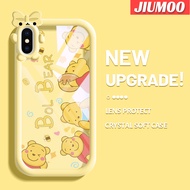 เคส JIUMOO สำหรับ iPhone X Xs Xr Xs Max ลายการ์ตูนหมีน้ำผึ้งสีสันสดใสน่ารักเล็กๆน้อยๆเลนส์กล้องถ่ายรูปแบบนิ่มซิลิโคนเคสโปร่งใสกันกระแทกแบบใสง่าย